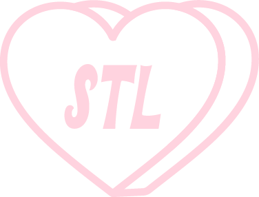 Pink heart with 'STL' inside on a white background