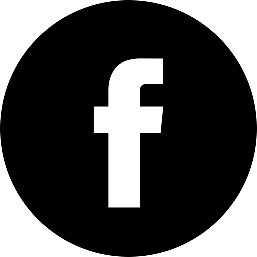Facebook logo with white 'f' on a black circle